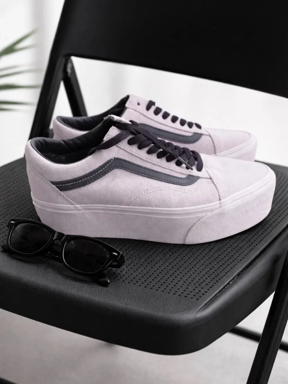 Vans Old Skool Stackform Platform Shoes Lavender Suede Women 7